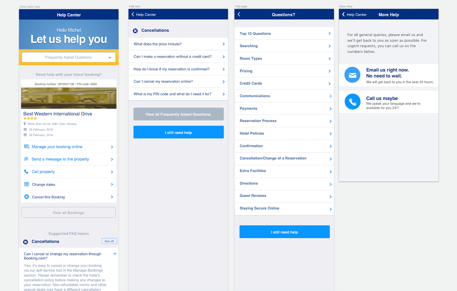 Self-service flows for cancellations, refunds and booking changes